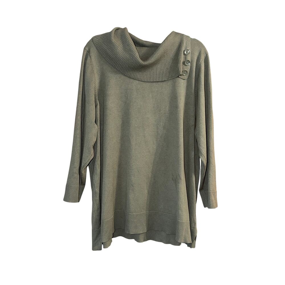 Cable & Gauge Women's Plus Size Green Cowl Neck Knit Sweater Size 3X